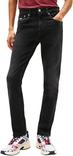 Tommy Jeans Herren Jeans Hose Scanton Slim Fit, Schwarz (Denim Black), 34W/36L