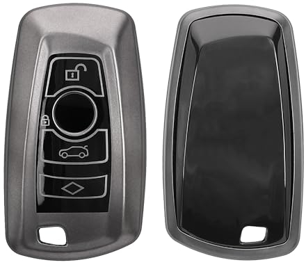 kwmobile Autoschlüssel Hülle kompatibel mit BMW 3-Tasten Funk Autoschlüssel (nur Keyless Go) - Schlüsselhülle Silikon Cover - Schwarz matt Schwarz