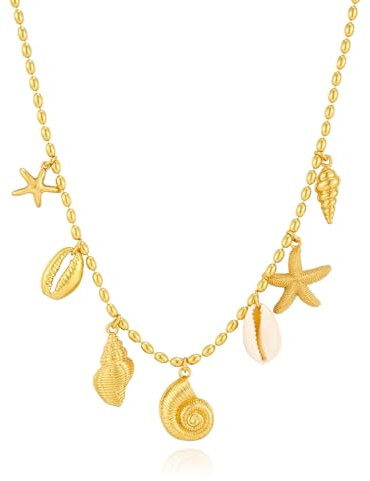 LILIE&WHITE Kette Damen Halskette Damen Kette Seestern Gold Halskette Kette Damen Gold Shell Goldene Kette Damen
