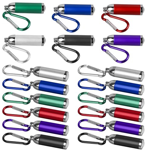 GBKDQQ 18 Stück Mini Taschenlampe Schlüsselanhänger Kinder, Schlüsselanhänger Taschenlampe Farbige Aluminium Handlampe für Outdoor, Camping, Kindergeburtstag, Gastgeschenke