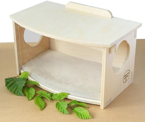 Hamsterwelten Sandbadehaus aus Holz Panorama Spa mit abnehmbarem Deckel