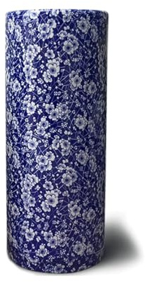 JXIPANUL Schirmständer mit Blumenmuster, blau-weiß, Porzellan-Schirmständer, Pflaumenblüten-Schirmhalter aus Keramik, Kalligraphie und Malerei, zylindrische Blumenvase für Flur (11 x 33,5 c