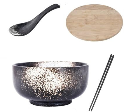 1500ml Ceramic Ramen Bowl Set White Ramen Bowls for Noodles Soup and Salad Pho Bowl and Spoons Set Japanese Style Dinnerware Ideal for Pasta Snacks and Picnics