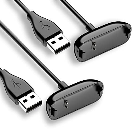 Wanme Charger Cable for Fitbit Inspire 2, 2Pack USB Silicone Replacement Charging Cord for Fitbit Ace 3
