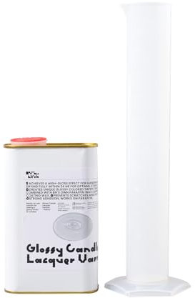 BOOWAN NICOLE 960ml Hochglanzlack für Kerzen,Glänzend Kerzen Varnish Auf Wasserbasis Kerzen-Glanzlack mit Messzylindern,Staub und Kratzfest Kerzenlack für Paraffin und Andere Wachse (A0365+A0391)