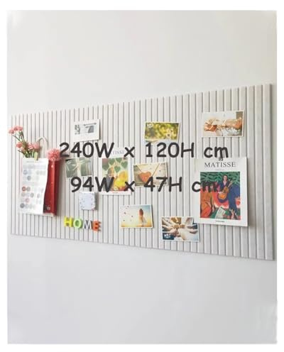Rokeblau 240 x 120 cm Large Bulletin Board, Decorative Felt Pin Board, 0.9cm Thick Foldable Photo Display Board with Self-Adhesive Tape, Vision Board for School Home Kitchen Office Walls - Beige