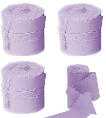 ZILZUFA Chiffon Geschenkband Hell Violett Chiffonband Schleifenband Hochzeit Stoff Stoffband 15 m x 30 mm