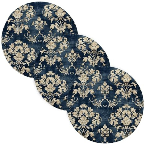 Retro Vintage Denim Victorian 3 Pcs Trivet Pot Holder for Teapot 15in Dish Holder Kitchen Aid