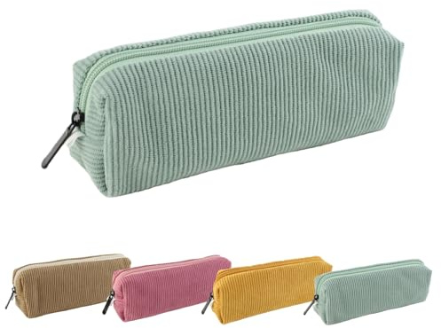 MHwan Federmäppchen Aesthetic, Mäppchen im Modischer und Schlichter Stil, Hochwertiges Etui Schule aus Cord, Weich und leicht, Kann als Federmappe, Kosmetiktasche, geeignet für Mädchen und Teenager