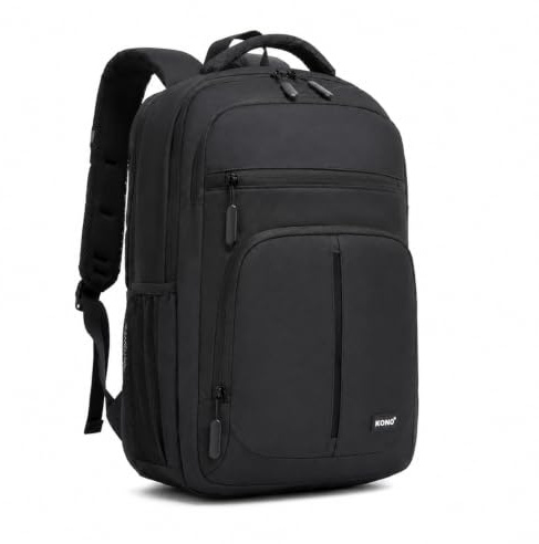 Kono Laptop Backpack, 15.6 Inch Laptop Bag, Water Resistant Business Work Bag School Rucksack, Anti-theft Travel Backpack with Breathable Mesh Pad Back, Gifts for Men and Women (Black)