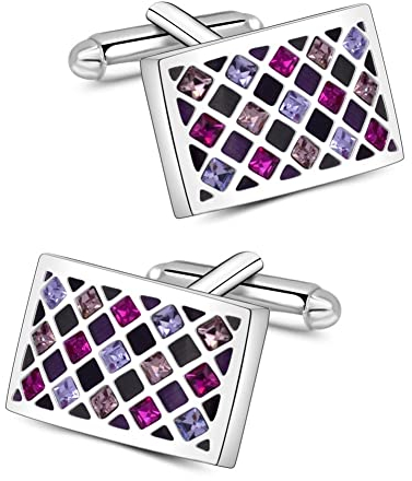 Mr.Van Herren Manschettenknöpfe, Lila Kristall Hochzeit Cufflinks für Festival Geburtstag Geschenk Tanzparty