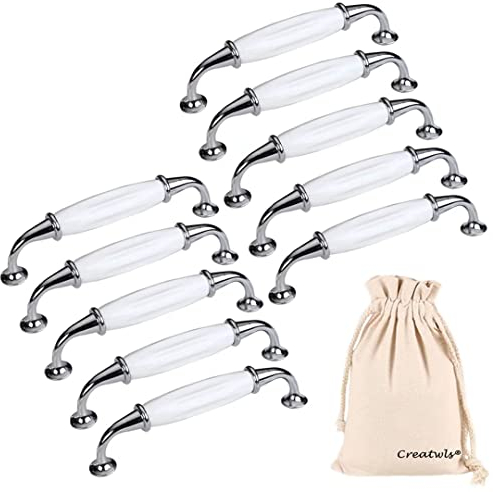Creatwls 10pcs Europäische Art Keramik Schrank Griff Möbel Türzu Ziehgriff Schrank Schubladen Griff Knauf knopf Möbelgriff Türgriff Schlafzimmertür Küche Möbel Tür Knöpfe