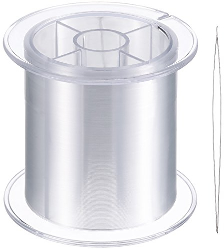 Blulu 500 m Klar Nylon Unsichtbares Faden für die Hängende Ornamente und Nähen Hobby, Stark und Unsichtbar, 0,25 mm, mit Perlen Nadel