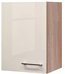 Flex-Well Hängeschrank Nepal - Küchenschrank - 1-türig - Breite 40 cm - Creme glänzend/Eiche Sonoma