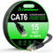 Cat 6 Ethernet Cable 15ft, Indoor&Outdoor, High Speed 10Gbps Flat Internet Network Cable, Cat6 Ethernet Patch Cable Short, Cat6 Computer Cable with Snagless RJ45 Connectors, Black
