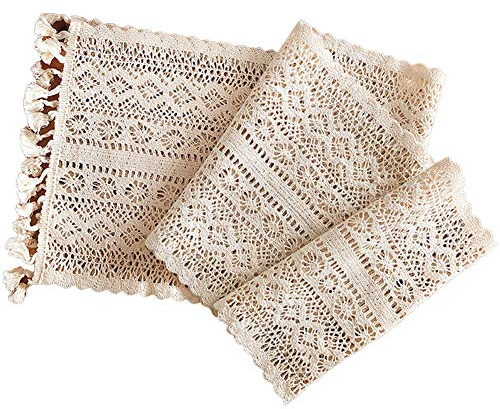 Zonfer Beige Häkelspitze Tischläufer Mit Quaste Cotton Hochzeitsdeko Hohle Tischdecke Nordic Romantik Tischdecke Kaffee Bed Runners