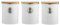 EHC Arctic Set of 3 Round White Tea, Coffee & Sugar Storage Container Jar With Airtight Lids, 1Litre - White