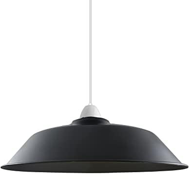 LEDSone Retro Deckenleuchte Hängeleuchte Metall Lampenschirm Modern Industrial Vintageinnen weiß/schwarz Look Lampenschirm (Weiß)