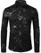 PARKLEES Mens Hipster Gold Rose Printed Slim Fit Long Sleeve Dress Shirts/Prom Performing Shirts PZ56 Black S