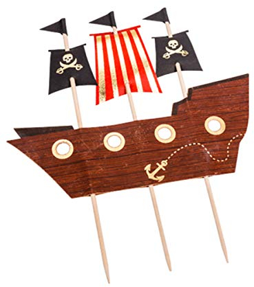 Dekoration für Kuchen auf Spikes, Piratenschiff, 17,5 x 21 cm