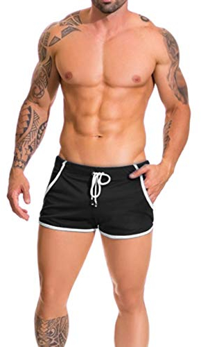 Alivebody Herren Gittergewebe Sportlich Kurze Hose zum Laufen Trainieren Schwimmen Fitness Hosen Color Black Size XL