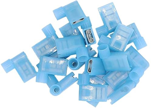 UKCable-Ties 6.3mm Flag Terminal Red and Blue Insulated Spade Wire Crimp Electrical Connector (10, Blue)