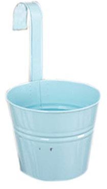 ZumZup Lot de 2 Pots de Fleurs à Suspendre pour Balcon Jardin Maison Ornements en métal Panier à Planter avec Trou de Drainage Crochet Amovible Assortiment de Couleurs Bleu Clair 12 * 14 * 16CM