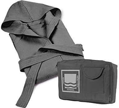 Banzaii Accappatoio in 100% Microfibra con Cappuccio – Accappatoio Uomo e Donna con Borsa Resistente e Salvaspazio - Taglia XXL Grigio Scuro
