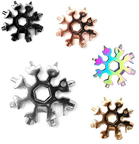 18 in 1 Multifunktionswerkzeug aus Edelstahl, Schneeflocken Multifunktionstool, Multitool, kompaktes Werkzeug zum mitnehmen (Silber)