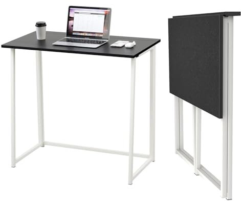 Dripex Mesa Escritorio Plegable, Compacto sin ensamblaje, Mesa de Estudio para Casa Oficina, Escritorio para computadora Manualidades, Ordenador, Negro, 80 x 45 x 74 cm