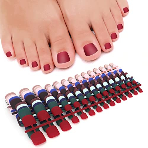 Mwoot 336 Stücke voller Falsche Nagel Tips Zehennägel Fußnägel Tips, 12 Sets Fake Toenail Tips Set, Künstliche Zehen Fußnägel Set DIY Fake Toenails [14 Größen]