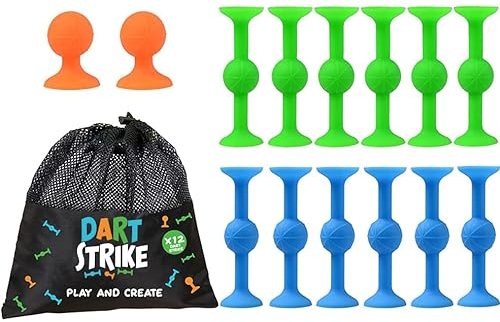 DartStrike® | 12er Set Darts mit Saugnäpfen | Formen gestalten für Kinder | Silikon-Spielzeug | Kinder und Erwachsene | Herausforderung | Originelles Geschenk | OriginalCup®