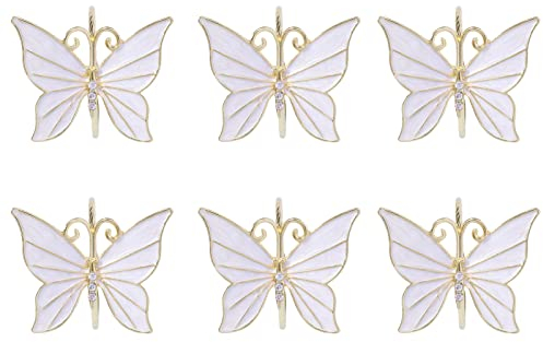 Sempoda 6 Stück Schmetterling Serviettenring Halter, Metall Schmetterling Serviettenschnalle mit Strass, Vintage Serviette Ring Ornament Geschirr für Hochzeit Zuhause Tisch Restaurant Dinner Party