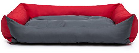 Bjird Hundebett - Hundekorb für kleine mittelgroße & große Hunde - Hundekissen - Hundesofa - Bezug abnehmbar und waschbar - Eco - Größe: M - Rot mit Grau