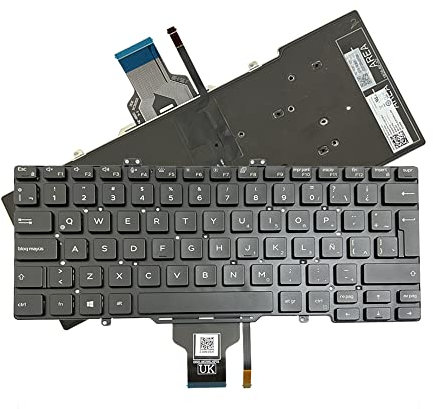 Zahara Teclado Español, Negro Reemplazable SP Teclado Retroiluminado para DELL Latitude 7400 3400 5400 7410 5401 5411 Series 0Y1F5W