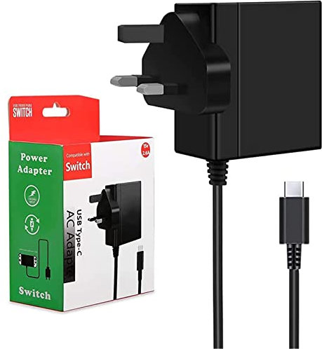 ECHTPower Charger for Nintendo Switch AC Adapter, Switch Charger Power Cable with 5ft USB Type C Cable 15V/2.6A Power Supply, Supports TV Mode and Dock Station