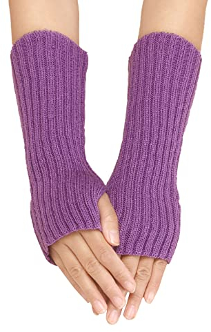 Damen Fingerlose Handschuhe Lang Thicken Strick Pluswärmer Handstulpen Armwärmer Stulpen Stricken Armstulpe Fingerlose Gestrickte Handgelenk, Pluswärmer Handstulpen Fingerlose (d-Purple, One Size)