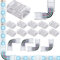 VISSQH LED Strip Connector 4Pin 10 mm for 4-Pin 10 mm RGB SMD 5050 LED Strip Accessories, 10 x LED Strip Connectors, 4 x Corner Connectors, 1 x Open Clip Closure (Upgraded, Transparent)