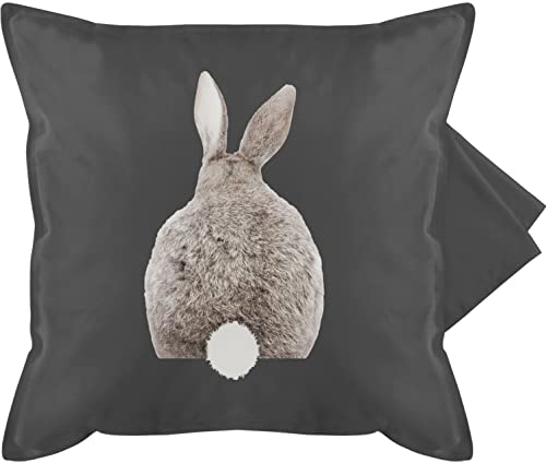 Kissenbezug - Kissen - Ostern Hase I Hasen Oster Hasenmotiv I Osterhase - 50 x 50 cm - Grau - hasenkissen bezug mit osterhasen ostern kissenbezüge osterkissen bezüge motiv häschen kaninchen