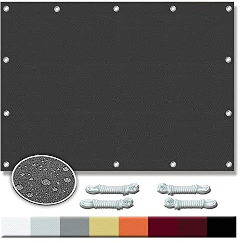 Voile d'ombrage Imperméable 4 x 9 m Facile à Installer Pergola D'ombrage avec Corde de Fixation pour Patio Jardin Terrasse Camping Extérieur, Gris Clair