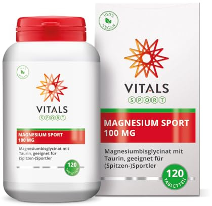 Vitals - Magnesium Sport 100 mg 120 tabletten Magnesiumbisglycinat mit Taurin. Geeignet für Spitzensportler, auf Doping getestet.