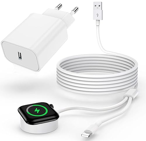 2 in1 kompatibel mit Schnellladegerät Apple Watch SE/9/8/7/6/5/4/3/2/Ultra,Ladegerät für iPhone14/13/12/11/Pro/Max/XR/XS MAX/X 1.2M