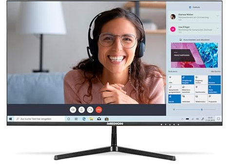 MEDION P52424 (MD 20152) Monitor Full HD Widescreen de 60,5 cm (24 Pulgadas) (FHD, HDR10, 16:9, HDMI, Displayport, VGA, Anti Flicker, Anti Glare, Anti Blue-Light, menú multilingüe) Negro