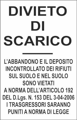 M-ITALY CARTELLO SEGNALETICO - DIVIETO DI SCARICO mod. 2 - Adesivo Extra Resistente, Pannello in Forex, Pannello In Alluminio (20x31, Alluminio)