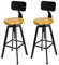 KEESUNG 2×Retro Barhocker mit Rückenlehne, Metall Pedal & Verstellbar Holz Vintage Stühl Barstuhl Bistrohocker für Esszimmer, Küche, Theke, Outdoor