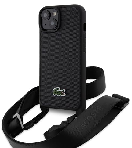 Lacoste LCHCP15SSPVCK Hülle für iPhone 15/14 / 13 6.1 Schwarz hardcase Iconic Petit Pique Crossbody