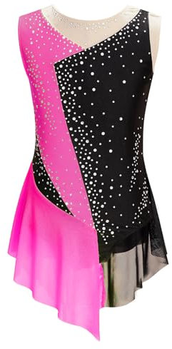 Kaerm Body Da Pattinaggio Artistico Bambina Leotard Da Balletto Senza Maniche Tuta Vestito Da Danza Moderna Latino Ragazze Vestiti Da Ballerina Abiti Da Ballo Ballet Rosa caldo 5-6 anni