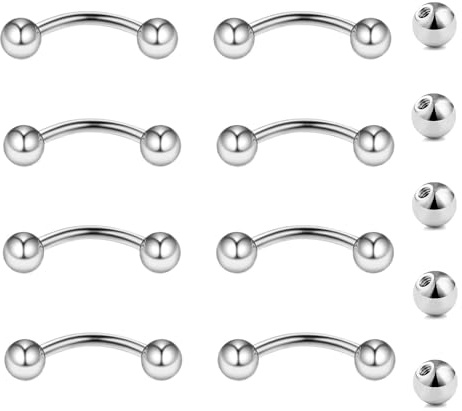 Besyvvin Curved Barbell Piercing Augenbrauen Lippe Helix Rook Daith 8mm Chirurgenstahl 1,2mm Augenbrauenpiercing