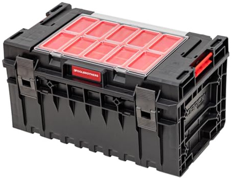 Toolbrothers RHINO XXL Werkzeugkoffer ECO Handling+ Höhe L 38 l IP66 mit herausnehmbaren Trennwänden + Boxen