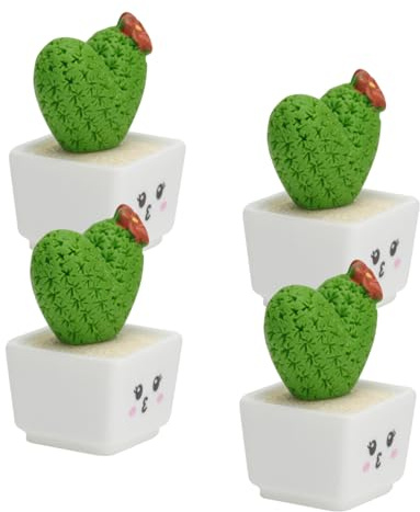 Cabilock Decorazione Cactus a Cuore 4 Pezzi in Resina Verde per Casa